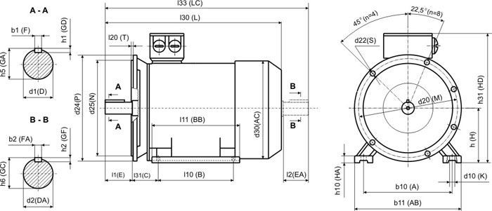 Чертеж общепромышленного двигателя 5а
