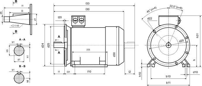 Чертеж общепромышленного двигателя АИР