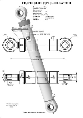 Гидроцилиндр ЦГ-100.63х760.11