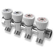 Коллектор  с регулировочными вентилями 3/4"x1/2", 4 выхода