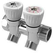 Коллектор  с регулировочными вентилями 3/4"x1/2", 2 выхода