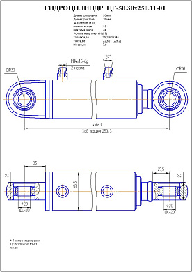 Гидроцилиндр ЦГ-50.30х250.11-01